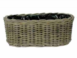 Ovaler Rattan-Korb in grau 50X20 H20cm