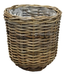 Pflanzkorb Rattan H36xD35cm rund grau