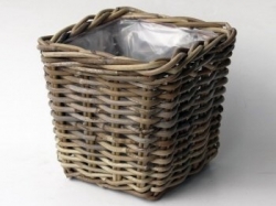 Rattan Pflanzgefäss mit Folie 27 x 27 x 25 cm