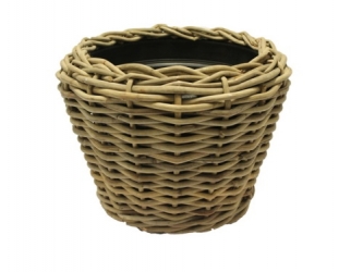 Drypot Rattan-Pflanzkübel grau D 83 cm -  mit Plastikeinsatz